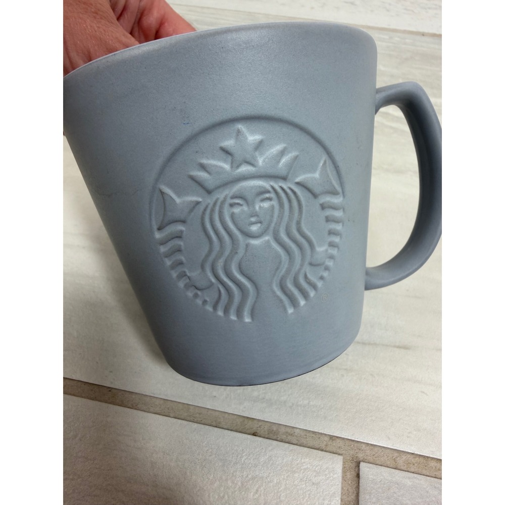Starbucks Matte Grey Siren Debossed Logo Grande Ceramic Coffee Mug 16oz 2019